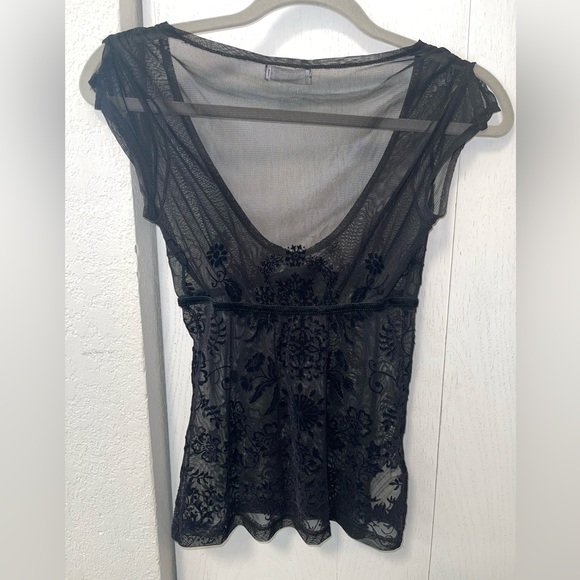 Bershka lace burnout felt floral sleeveless top Black - XS/S - Picture 5 of 8
